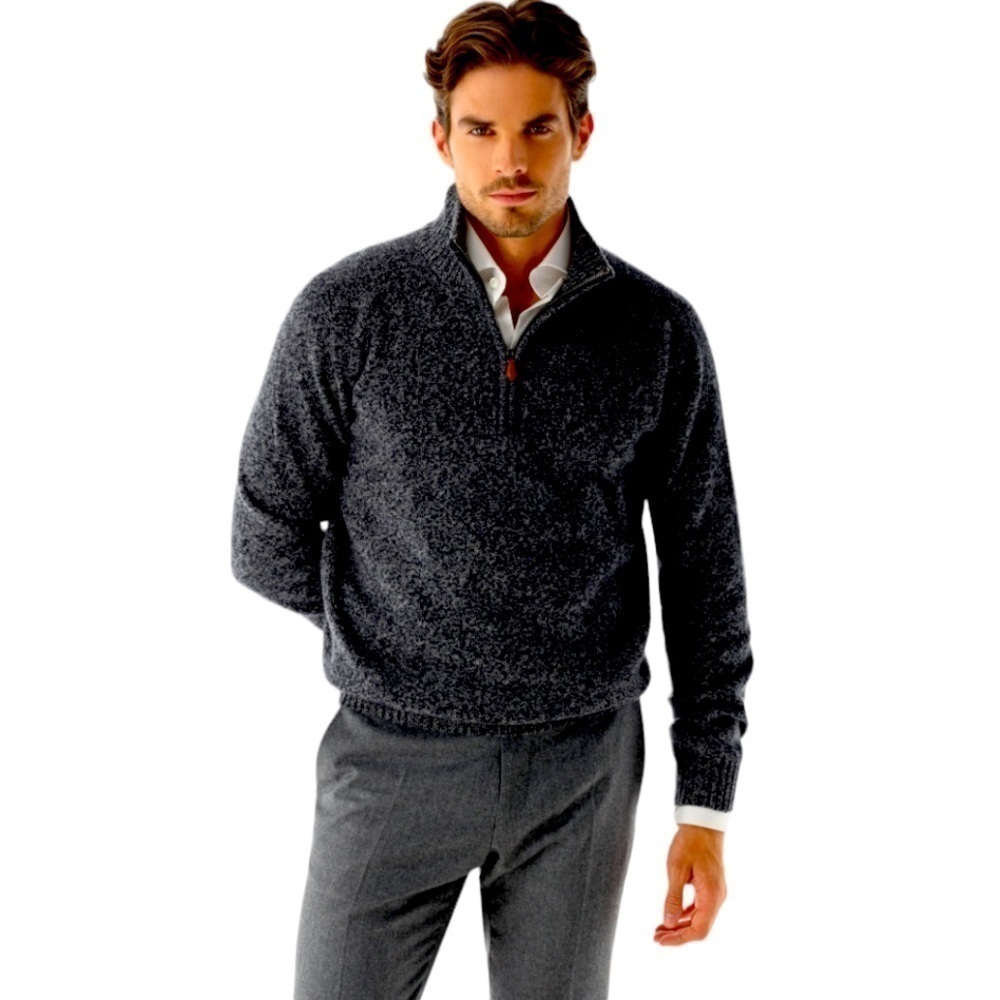 🥰2/$20 Eddie Bauer Sz S 100% Cotton Charcoal Gray 1/4 Zip Mock Neck Sweater